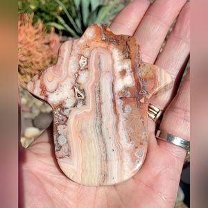 Mexican Crazy Lace Hamsa Carving with Sparkling Druzy